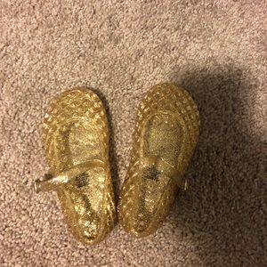 Gold glitter sandals